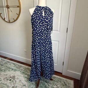 NWT Tahari Dress with High Neck Keyhole Polka Dots